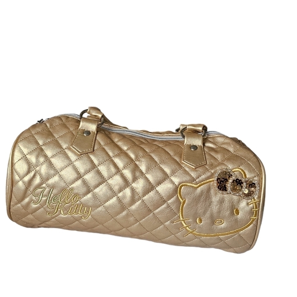 Hello Kitty tote medium size gold quilted vintage baguette shaped bag.